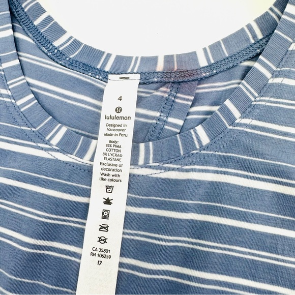 Lululemon All Tied Up Tank Cut Back Stripe Tempest Blue White - Picture 8 of 12
